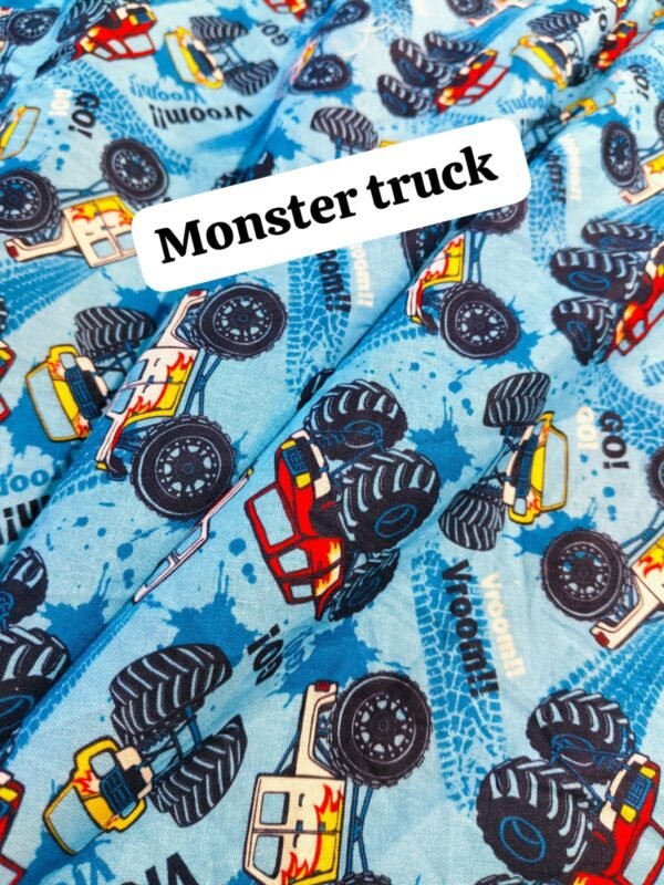 Monster Truck Winter Cotton Fabric