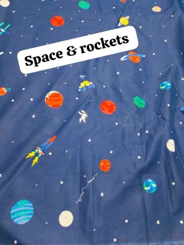 Space & Rocket Winter Cotton Fabric