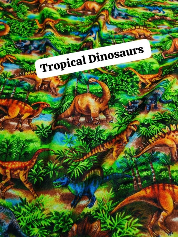 Tropical Dinosaurs Winter Cotton Fabric