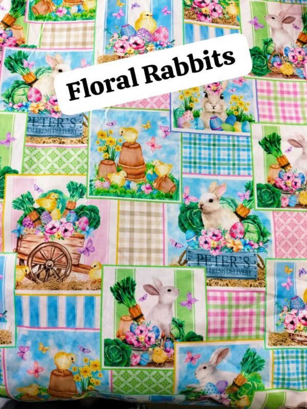 Floral Rabbits Winter Cotton Fabric