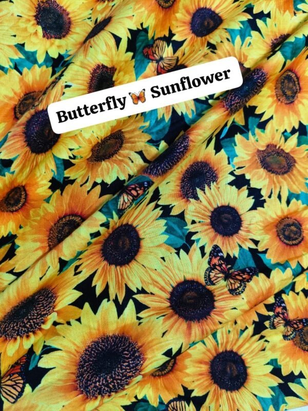 Butterfly Sunflower Winter Cotton Fabric