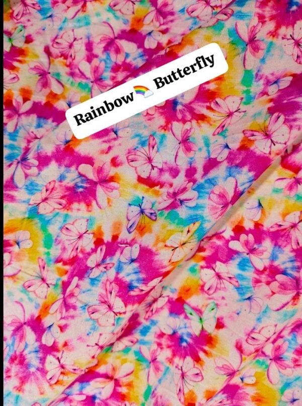 Rainbow Butterfly Winter Cotton Fabric