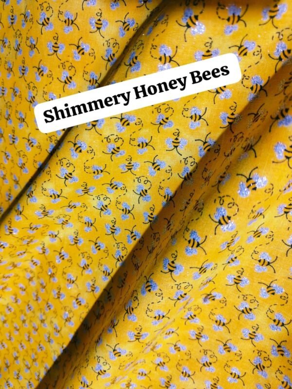 Shimmery Honey bees Winter Cotton Fabric