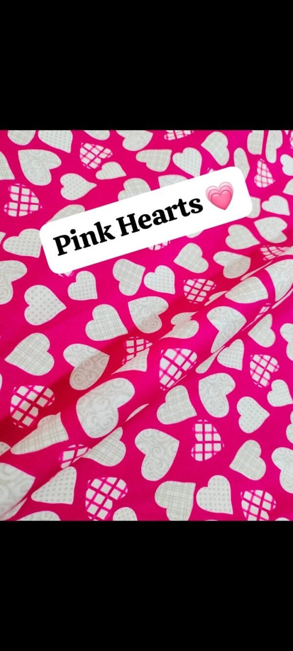 Pink Heart Winter Cotton Fabric