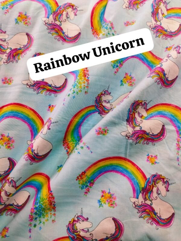 Rainbow Unicorn Winter Cotton Fabric