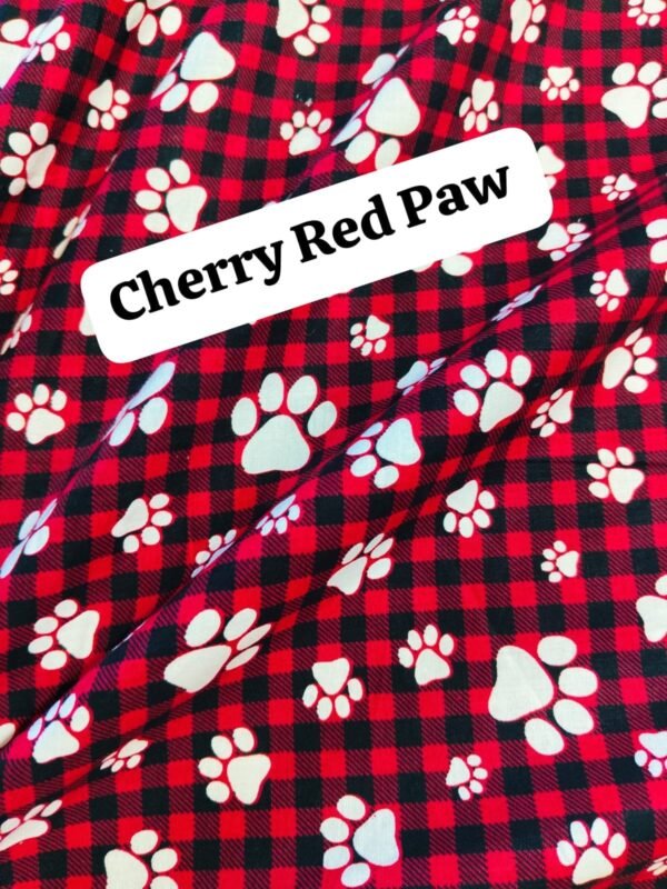 Cherry Red Paw Winter Cotton Fabric