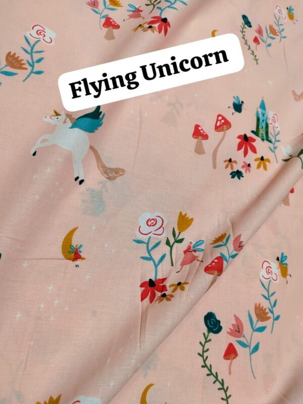 Flying Unicorn Winter Cotton Fabric