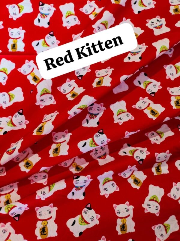 Red Kitten Winter Cotton Fabric