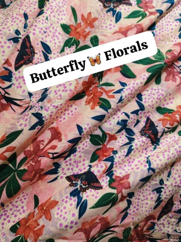 Butterfly Florals Winter Cotton Fabric