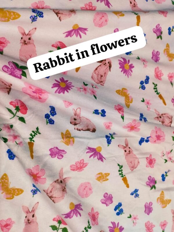 Rabbit in flowers Felaline Funky Fabric