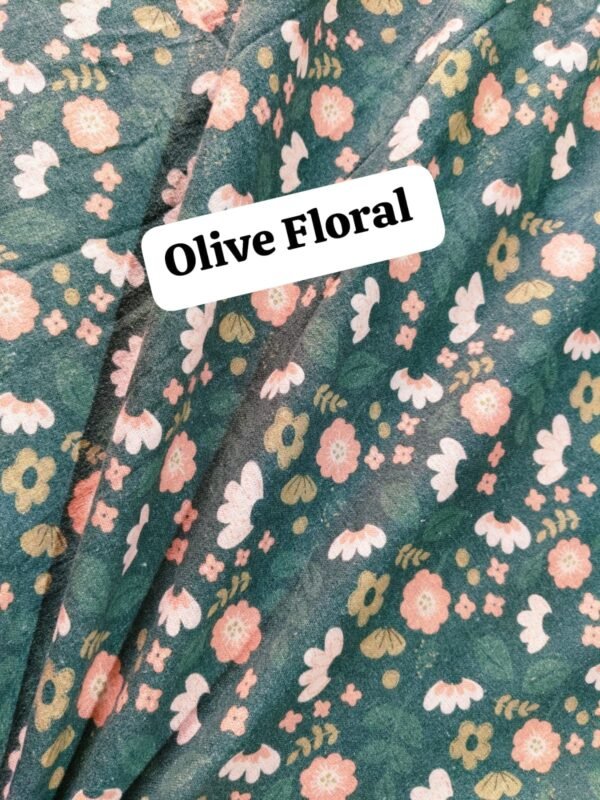 Olive Floral Felaline Fabric