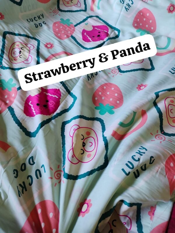 Strawberry & Panda Funky stone linen