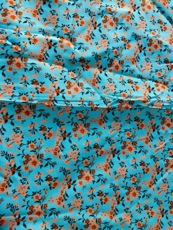 Medium Turquoise & Light Salmon flower stone linen