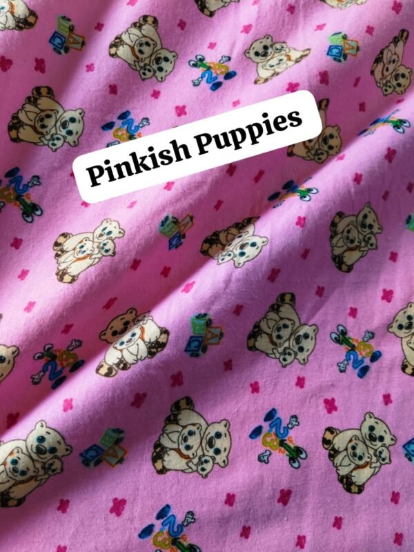 Pinkish Puppies Felaline Fabric