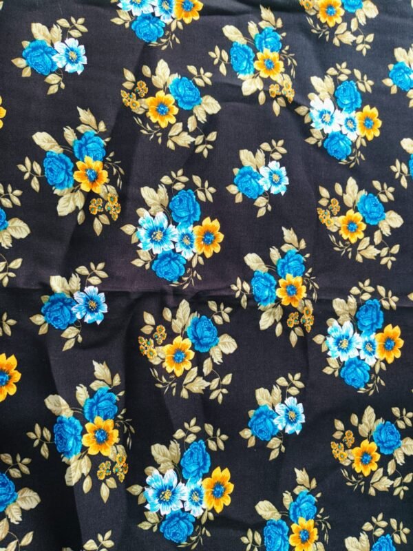 Charcoal & Pacific Blue Flower Stone linen