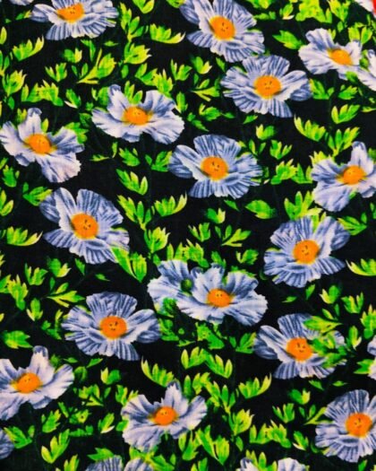 Green & Black Floral Lawn 63 "