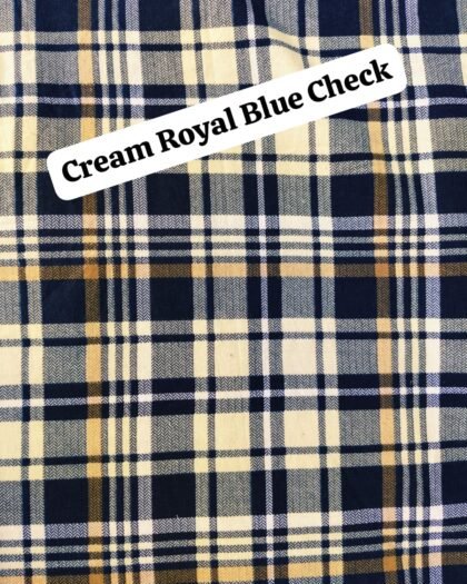 Cream Royal Blue Check Felaline Fabric 63 "