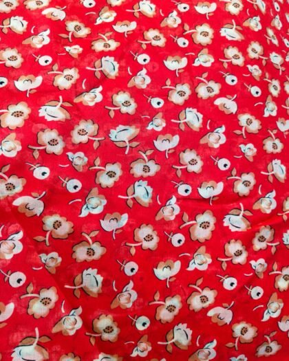 Red Cream Floral Lawn 63"