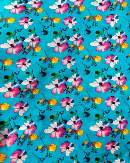 Sky Blue Floral Lawn 63 "