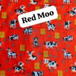 Front view of Red MooWidth 40’ unstitched lawn fabric – breathable red summer fabric by HnA Boutique Pakistan