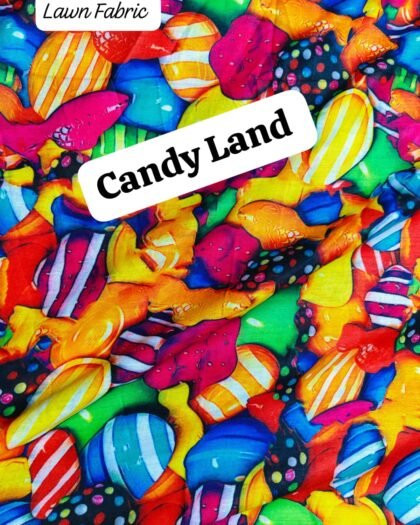 Front view of Candy Land Width 40’ unstitched lawn in soft pastel floral print – HnA Boutique Pakistan