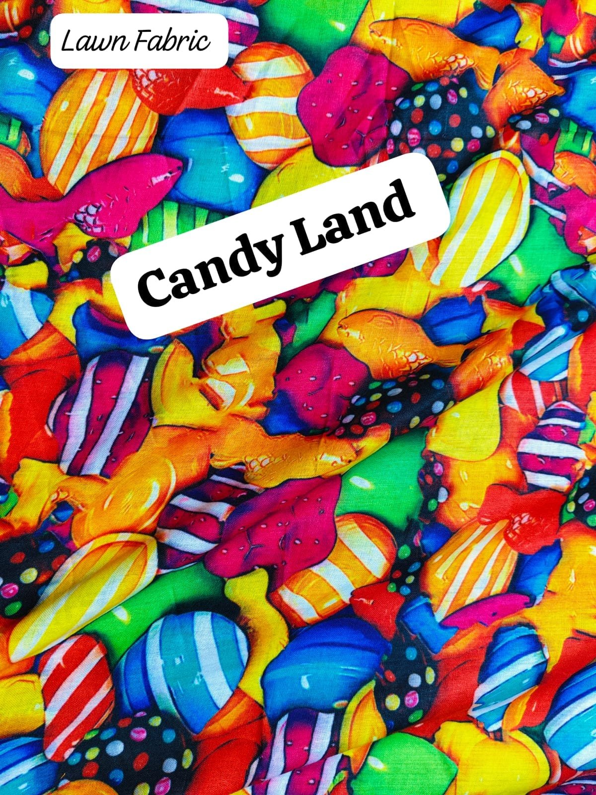 Front view of Candy Land Width 40’ unstitched lawn in soft pastel floral print – HnA Boutique Pakistan