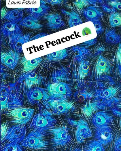 Front view of The Peacock unstitched lawn fabric with bold colorful print – HnA Boutique Pakistan