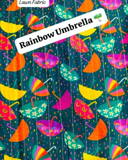 Colorful Rainbow Umbrella 40’ digital lawn fabric with multicolor print – HnA Boutique Pakistan