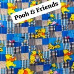Front view of Pooh & Friends 40’ digital lawn fabric with colorful cartoon print – HnA Boutique Pakistan