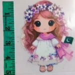 Front view of Pinkish Jashn e Azadi Doll iron-on patch – festive kids patch by HnA Boutique Pakistan
