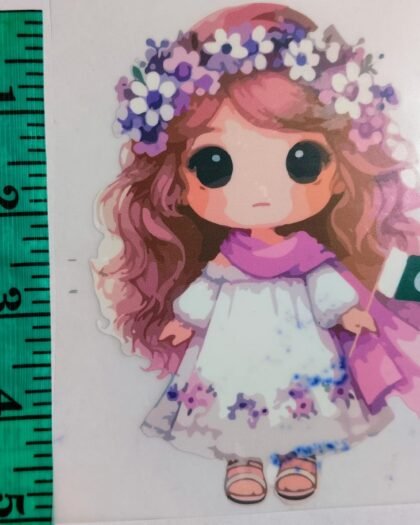 Front view of Pinkish Jashn e Azadi Doll iron-on patch – festive kids patch by HnA Boutique Pakistan