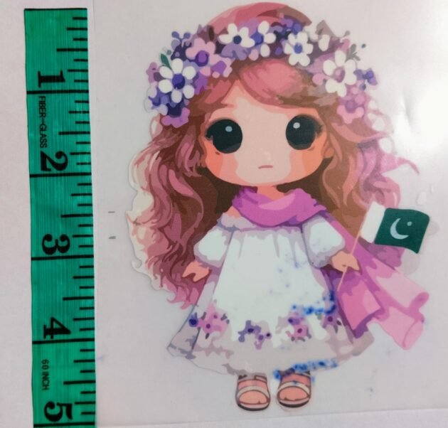 Front view of Pinkish Jashn e Azadi Doll iron-on patch – festive kids patch by HnA Boutique Pakistan