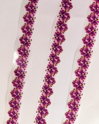 Front view of Purple Flower Strip 39 Inch iron-on patch – stylish floral design for trendy wear in Pakistan