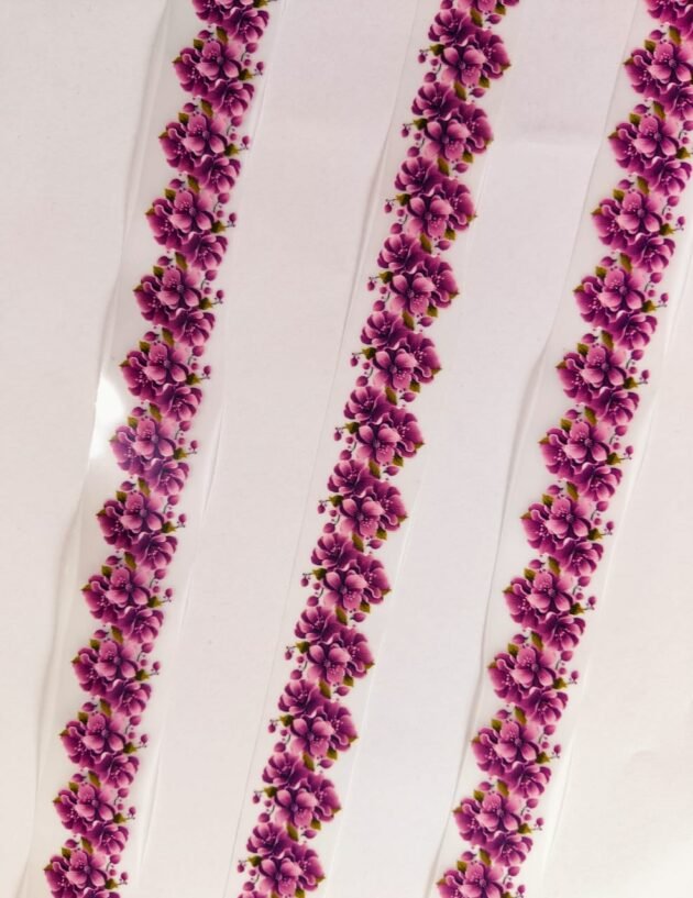 Front view of Purple Flower Strip 39 Inch iron-on patch – stylish floral design for trendy wear in Pakistan