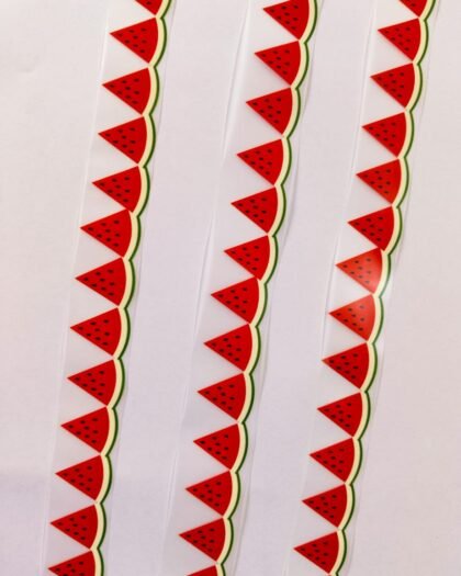 Front view of Watermelon Strip 39 Inches iron-on patch – vibrant non-embroidered design for summer fashion in Pakistan