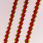 Front view of Red Flower Strip 39 Inch iron-on patch – bold floral fashion accessory from HnA Boutique Pakistan