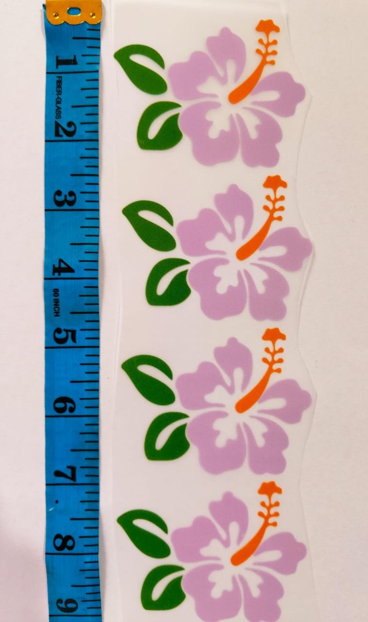 Front view of Lilac Flowers Strip iron-on patch – elegant floral DIY accessory for outfits by HnA Boutique Pakistan
