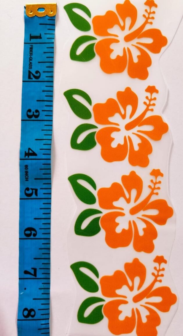 Front view of Orange Flowers Strip iron-on patch – floral DIY fashion piece from HnA Boutique Pakistan