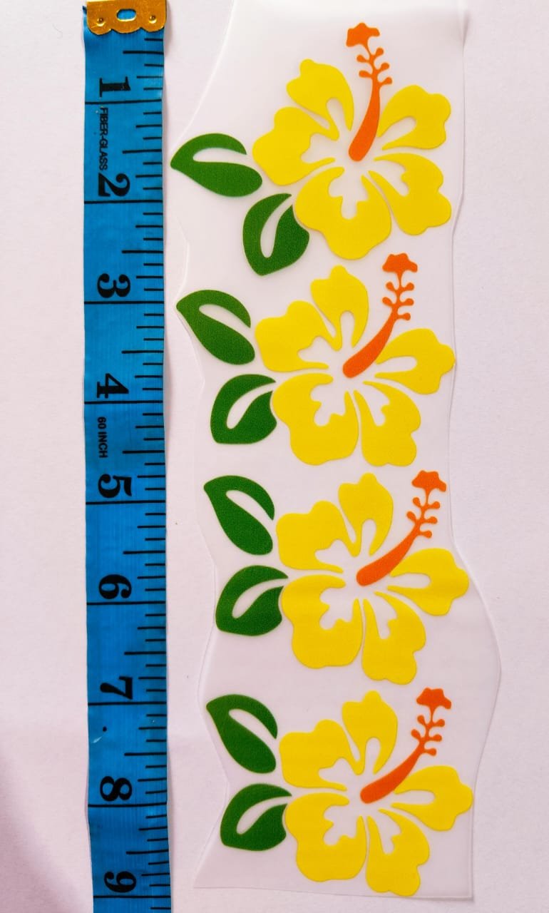 Front view of Yellow Flowers Strip iron-on patch – floral DIY fashion accessory from HnA Boutique Pakistan