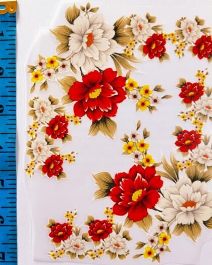 Red and white floral corner iron-on patch – HnA Boutique Pakistan