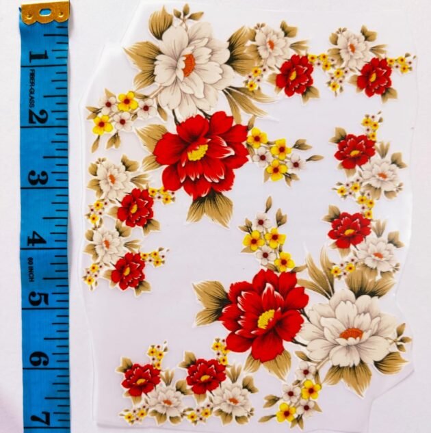 Red and white floral corner iron-on patch – HnA Boutique Pakistan