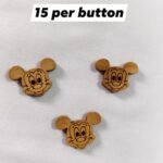 Close-up of Wooden Mickey Buttons – fun cartoon accessory for kidswear by HnA Boutique Pakistan
