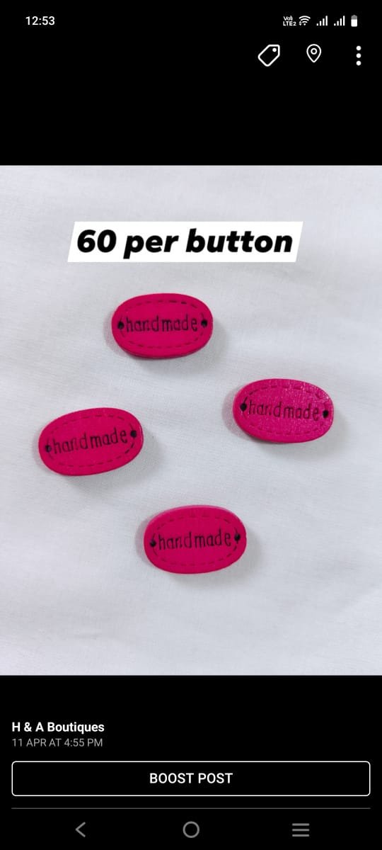 Close-up of Handmade Pink Buttons showing vibrant color – funky buttons by HnA Boutique Pakistan
