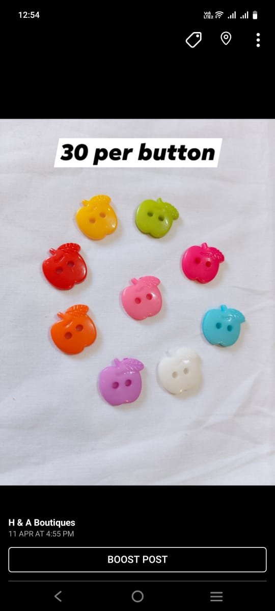 Mini Apples Multi Buttons showing colorful apple designs – funky buttons by HnA Boutique Pakistan