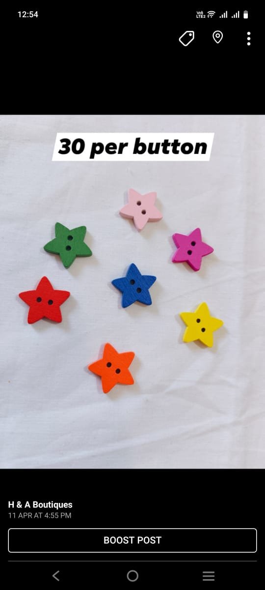 Stars Multi Buttons showcasing colorful star designs – funky buttons by HnA Boutique Pakistan
