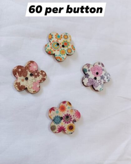 Floral Flowers Wooden Buttons with intricate floral designs – HnA Boutique Pakistan