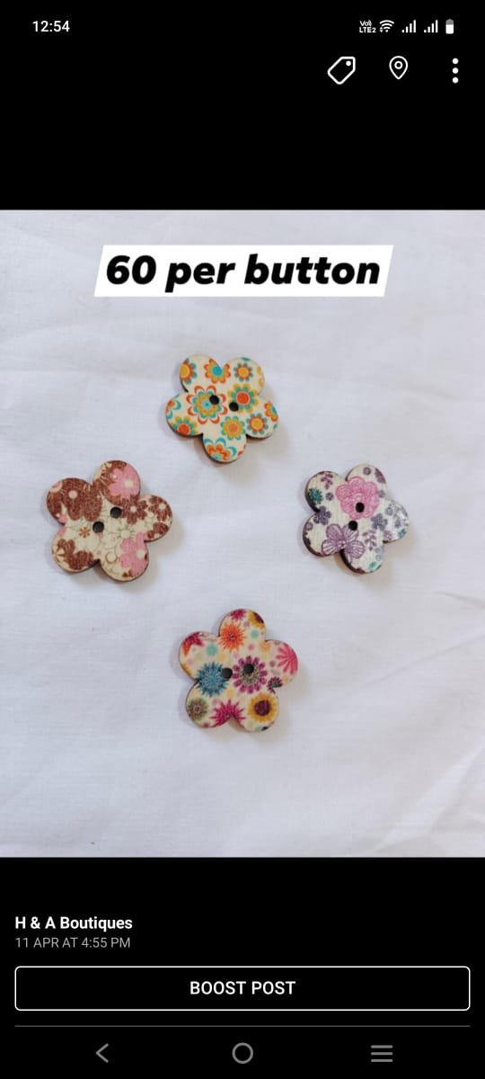 Floral Flowers Wooden Buttons with intricate floral designs – HnA Boutique Pakistan