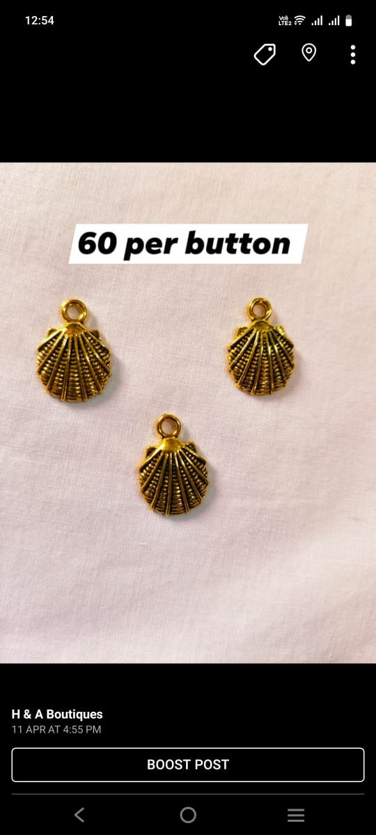 Metal Seashells Buttons with detailed ocean shell design – HnA Boutique Pakistan