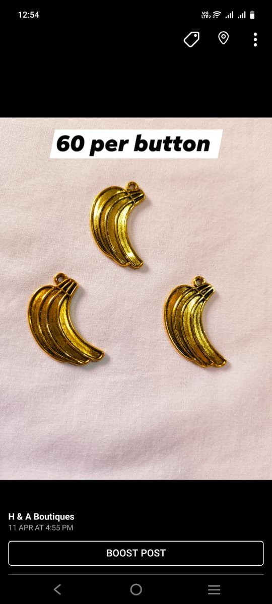 Metal Banana Buttons – fun yellow banana-shaped funky buttons at HnA Boutique Pakistan