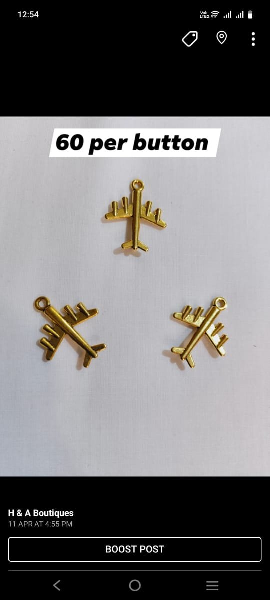 Metal Aeroplane Buttons – airplane-themed funky button design by HnA Boutique Pakistan